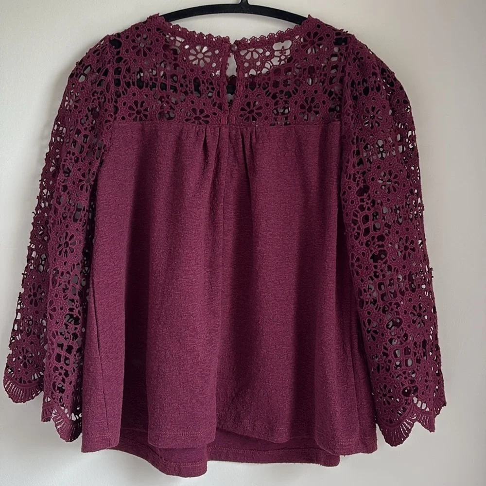 EUC Anthropologie eri + ali Purple Eyelet Knit Top XS​​​​